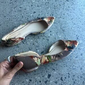 Nine West Women's 7.5 Shoes Flats Velvet Floral Print D'Orsay Point Toe Flats